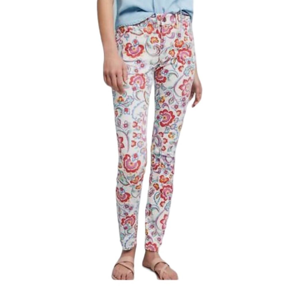 Anthropologie Floral Cottagecore Garden Pilcro Mid-Rise Skinny Jeans W-210 Sz 27